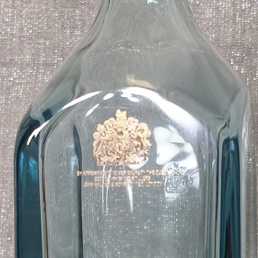 Johnnie Walker Blue Label Scotch Whisky Empty Bottle Glass Decor Display Gold